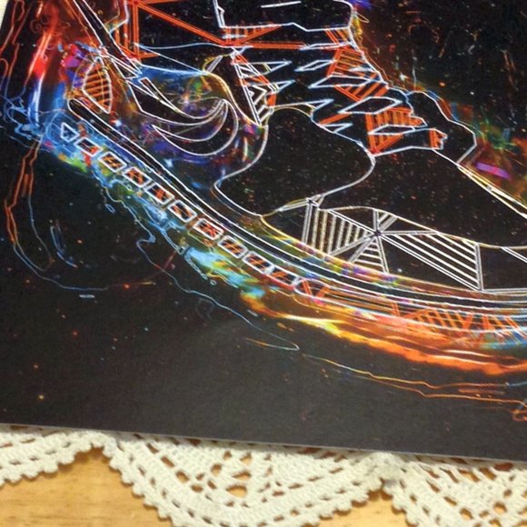 Neon Tennis Shoe Prints on black - Picture 4 of 5